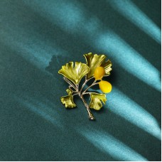 Брошь акриловая натуральный пресноводный жемчуг, лакированные листья 0.03кг Xiliangfeizi, zak134-X2105
