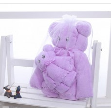 Набор полотенец подарочный Мишки из 2-х штук полиэстер 140*70см и 35*75см фиолетовый, z141-23