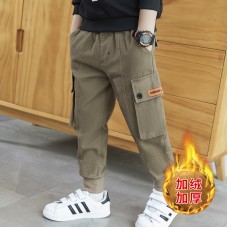 Штаны для мальчика пояс и низ штанины на резинке утепленные хлопок вес 0.3кг Jiurong, z164-K20117-02