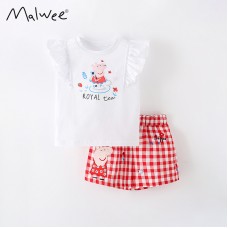 Комплект для девочки футболка и шорты хлопок 0.3кг Malwee, zak184-8330