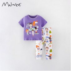Комплект для девочки футболка и лосины хлопок 0.3кг Malwee, zak184-9528
