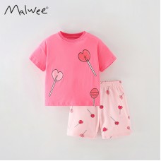 Комплект для девочки футболка и шорты хлопок 0.3кг Malwee, zak184-9502