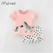 Комплект для девочки футболка и шорты хлопок 0.3кг Malwee, zak184-8305