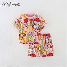 Комплект для девочки футболка и шорты хлопок 0.3кг Malwee, zak184-9504