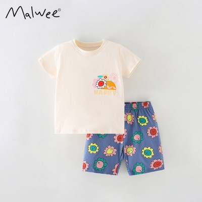 Комплект для девочки футболка и шорты хлопок 0.3кг Malwee, zak184-9515