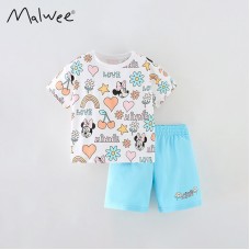 Комплект для девочки футболка и шорты хлопок 0.3кг Malwee, zak184-9503