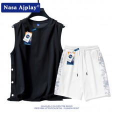 Комплект мужской майка и шорты хлопок 0.5кг NASA, zak261-MDBL-1105-01
